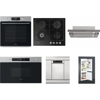 Set domácích spotřebičů WHIRLPOOL OMK58CU1SX + WHIRLPOOL GOFL 629/NB + WHIRLPOOL AKR 5390/1 IX + WHIRLPOOL MBNA910X + WHIRLPOOL WSBO 3O34 PF X + WHIRLPOOL ART 65031