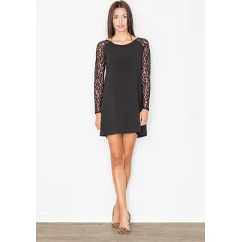 Dámské oblečení Minišaty klasického trapézového střihu M470 FIGL Barva: Černá, Velikost: L