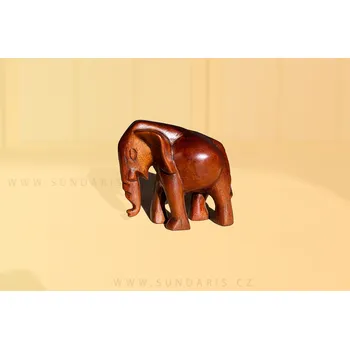 Dřevěná Soška Slon Gambie 16x16 cm
