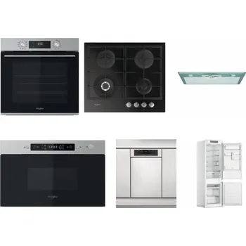 Set domácích spotřebičů WHIRLPOOL OMK58CU1SX + WHIRLPOOL GOFL 629/NB + WHIRLPOOL AKR 650/1 IX + WHIRLPOOL MBNA910X + WHIRLPOOL WSBO 3O34 PF X + WHIRLPOOL WHC18 T311
