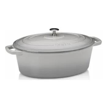 Nádoba na pečení Pekáč litinový Kela KL-12608 oválný s poklicí Calido 35x26 cm světle šedá