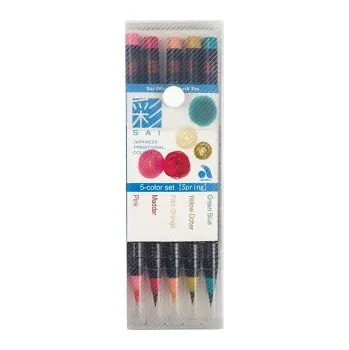 Sai akvarelové štětcové fixy A - jarní sada 5ks (Sai akvarelové štětcové fixy A - jarní sada 5ks)