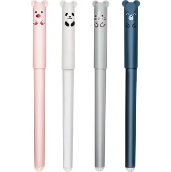 Žertovný předmět Sada modrých gumovacích per 4ks - zvířátka