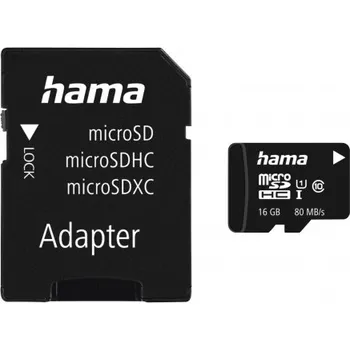 Paměťová karta 16GB Hama 00213113 microSDHC Class 10 UHS-I 80MB/s + adaptér Hama 00213113