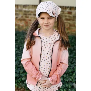 Dívčí mikina lososově růžová bavlněná mikina na zip s kapucí