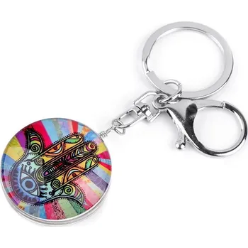 Přívěsek na kabelku/klíče Ruka Fatimy - multicolor na barevném podkladu