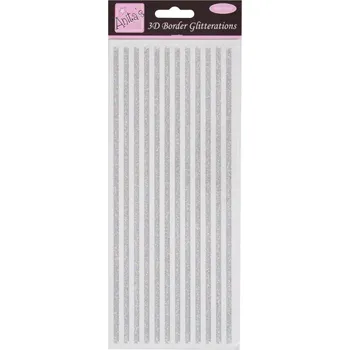 samolepka WEST DESIGN Samolepky třpytivé 3D proužky Stříbrné