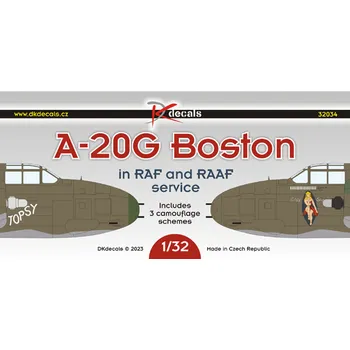 Plastikový model DK decals 1/32 A-20G Boston in RAF & RAAF service (3x camo)