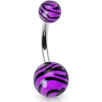 Piercing Piercing do pupíku - banánek zebrovaný (fialová)