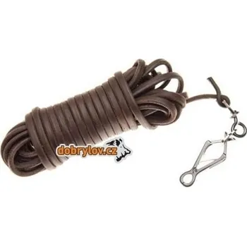 Obojek pro psa edworld Barvářská šňůra kožená, průměr kůže 6mm, kulatá, barva hnědá, karabina klešťová Délka: 6 m