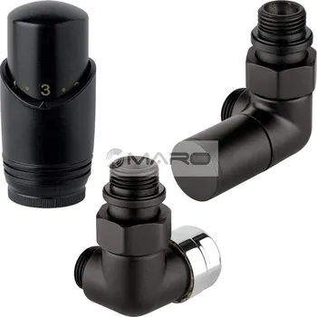 Ventil Smart30 SET radiátorový úhlový 1/2" x 1/2", levý, černý matný + termostatická hlavice 2TTNN, 52135NN015HTNN