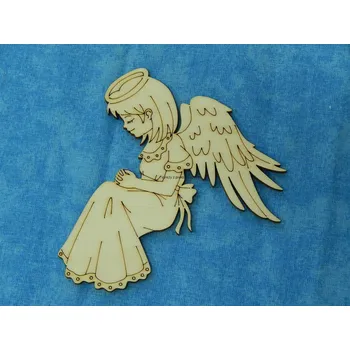 Dřevěná hračka Dřevěný výřez, L55, SEDÍCÍ ANDÍLEK, 10x10cm, 1ks