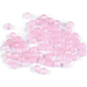 Korálek Plastové korálky perleťový AB frost efekt Ø6 mm, barva 2 růžová sv. AB