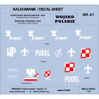 Plastikový model Weikert decals 1/35 Warsaw Uprising 1944, Armoured&Combat vehicle