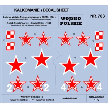 Plastikový model Weikert decals 1/72 Markings for IL-2 M3 attack aircraft - pt.1