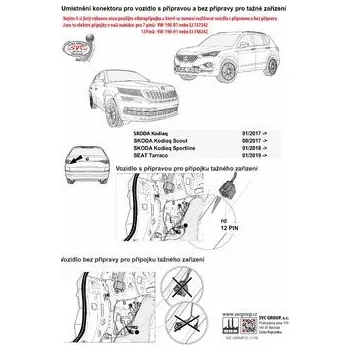 Tažné zařízení Elektropřípojka pro CUPRA Ateca 1/2018->7/2023 7pin SV VW-190-B1, ECS / SVC GROUP