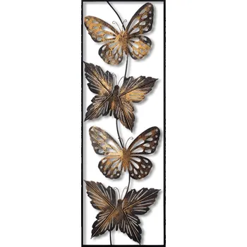 Nástěnná kovová dekorace BUTTERFLY II černá/zlatá