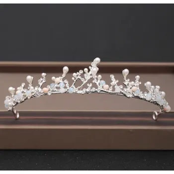 Souprava šperků B-TOP Luxusní svatební korunka WHITE PEARL