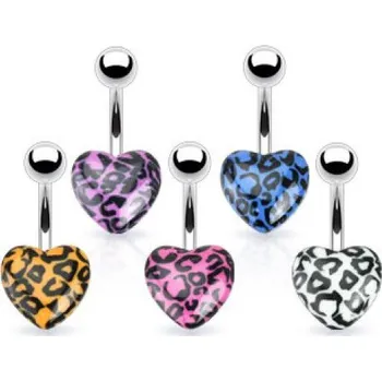 Piercing Piercing do pupíku s leopardím srdíčkem (oranžové)