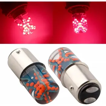 Autožárovka Červená LED žárovka BA15D, 48 LED COB, 1ks