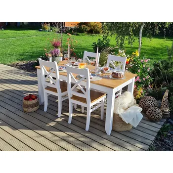 Komoda Jídelní set PROVENCE 1 z masivního dřeva Barevné provedení: Šedomodrá, Rozměr stolu: 120 x 80 cm