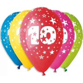 Balónek Balónky nafukovací průměr 30cm – potisk číslice "10", 10ks
