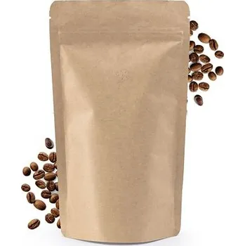 Doypack ZIP | kraft papír | AL | ventil obsah 150g (130 x 225 + 70 mm)