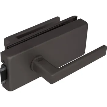 Dveřní kování TI - ZÁMEK na sklo s klikou SONIA 4014 - bez otvoru kování na sklo bez otvoru přední T - Titan (141)