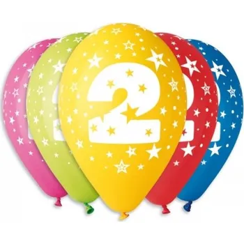 Balónek Balónky nafukovací průměr 30cm – potisk číslice "2", 10ks