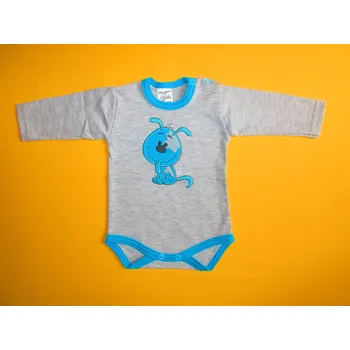 Kojenecké oblečení Arex, ČR Body s aplikací dlouhý rukáv Barva: šedá + tyrkysová, Velikost: 74