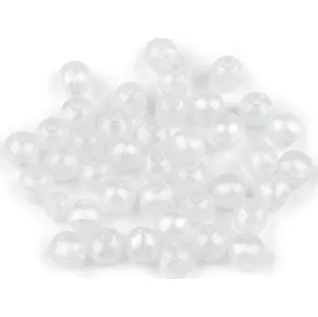 Korálek Plastové korálky perleťový AB frost efekt Ø8 mm, barva 1 bílá AB