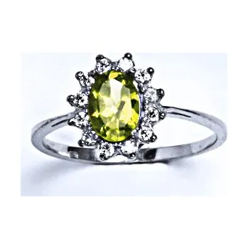 Prsten Stříbrný prsten Kate přírodní olivín - T1480 (Stříbrný prsten s olivínem 7 x 5 mm)