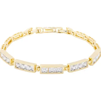 Náramek biju Pozlacený náramek 14k členitý, obdélníky zdobené kameny zirkonů 2002166