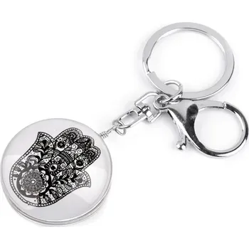 Přívěsek na kabelku/klíče Ruka Fatimy - černá na bílém podkladu