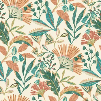 Tapeta Krémová vliesová tapeta na zeď, květiny a listy, A63801, Vavex 2025