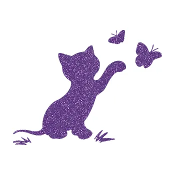 Samolepící dekorace SAMOLEPKA Kočka 037 pravá s motýlky (87 - Ultra Metalic fialová) NA AUTO, NÁLEPKA, FÓLIE, POLEP, TUNING, VLASTNÍ TEXT, TISK, AUTOSAMOLEPKY.cz, POLEPY, OBRÁZEK, LOGO, SAMOLEPKY