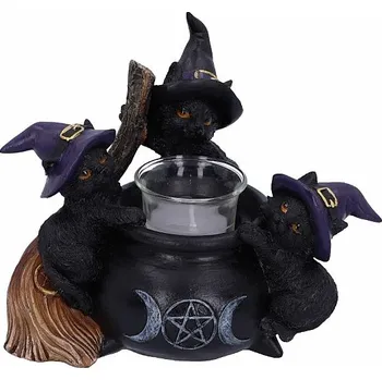 Svícen Čarodějné kočky cca 12,5 cm, 460 g