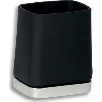 Držák na kartáček Novaservis Držák kartáčků a pasty sklo Metalia 4 černá-chrom 6406-5