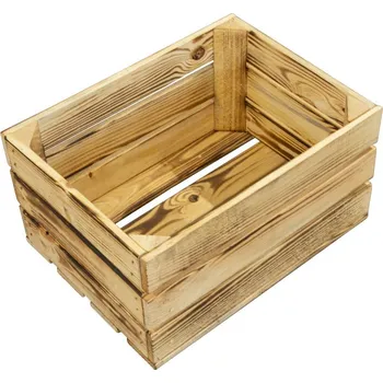 Úložný box 4iQ Group Dřevěná bedýnka "M" 40x30x21cm -OPALOVANÁ