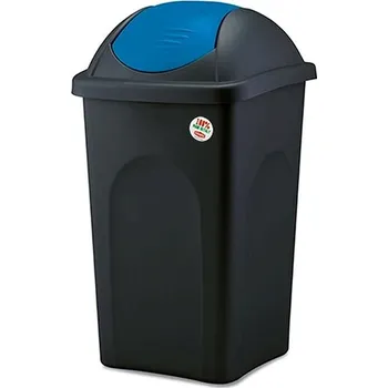 Odpadkový koš Stefanplast Odpadkový koš - výkl., 60l, čtverc., ČER/MO, víko PH