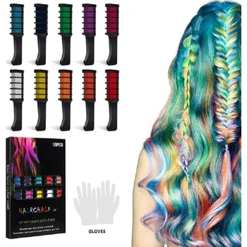 Barva na vlasy Hřeben s barevnými křídami na vlasy - 10 kusů