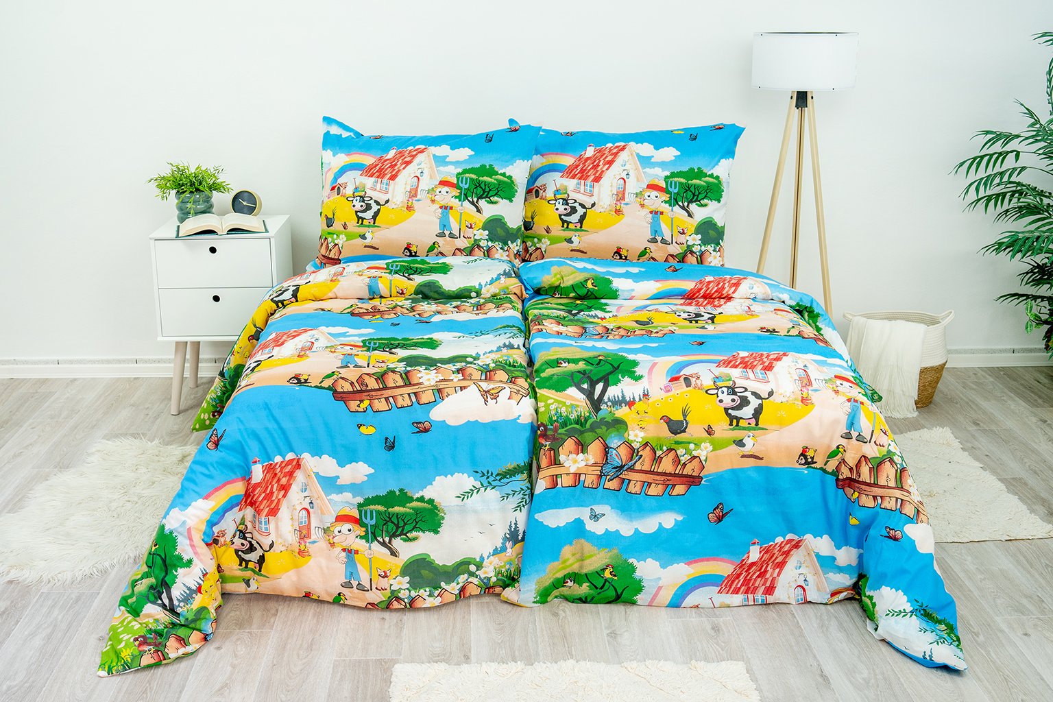 Dětské ložní povlečení bavlněné Stanex Farma (LS335), 140 x 200 + 90 x 70, knoflíkové