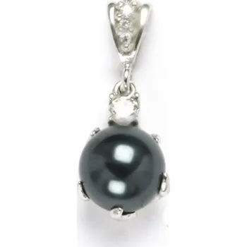 Přívěsek Stříbrný přívěsek perla Swarovski Tahiti a zirkon - P1190 (Stříbrný přívěsek se zirkonem a perlou 10 mm)