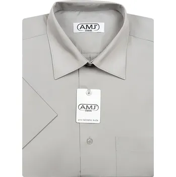 Pánská košile Pánská košile AMJ jednobarevná JK064, světle šedá, krátký rukáv, vel. 39