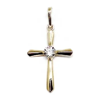 Přívěsek Leru Zlatý kříž se zirkonem