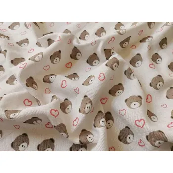 látková plena Látková plena s potiskem Méďa srdíčko růžová 70x70 cm