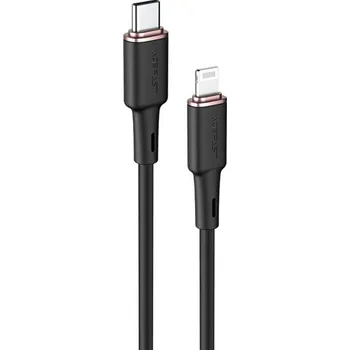 Náhradní díl pro mobilní telefon Silikonový nabíjecí a datový kabel 3A ~ AceFast C2-01 ~ USB-C/Lightning 1,2m - Černý