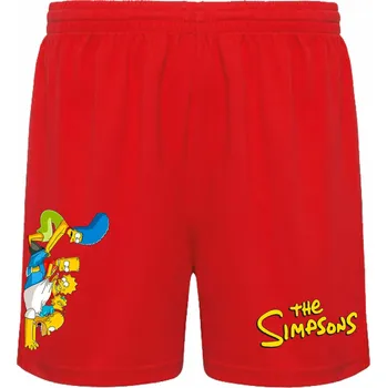 Kraťasy Simpsonovi / Simpsons press Barva: Červená (polyester), Velikost: 6/8let - 122/128, Materiál: 100% polyester