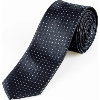 Kravata Kravata pánská AMJ úzká kostičkovaná KI0876, tmavě šedá