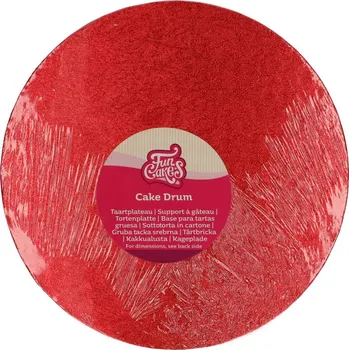 FunCakes Dortová podložka červená O 25 cm, výška 12 mm